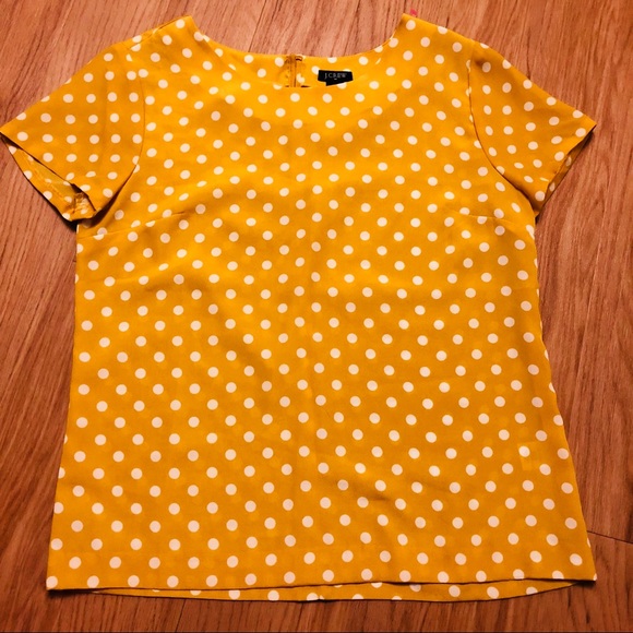 mustard yellow polka dot top